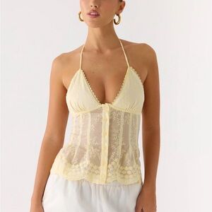 PEPPERMAYO EMBROIDERY YELLOW TOP HALTEL